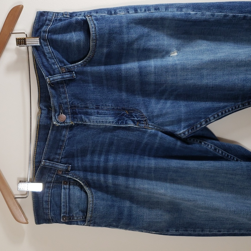 Levi Strauss Men's 514 Blue Straight Leg Jeans Slightly Distressed, 36" W, 32" L
